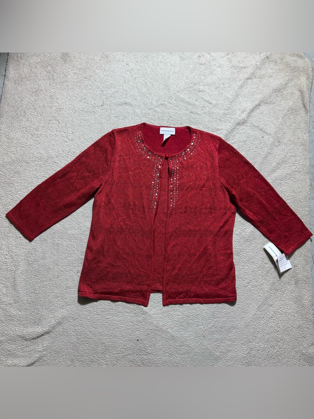 Alfred Dunner Sweater Womens‎ Small 3/4 Sleeve Layered Classics Beaded Crew Neck